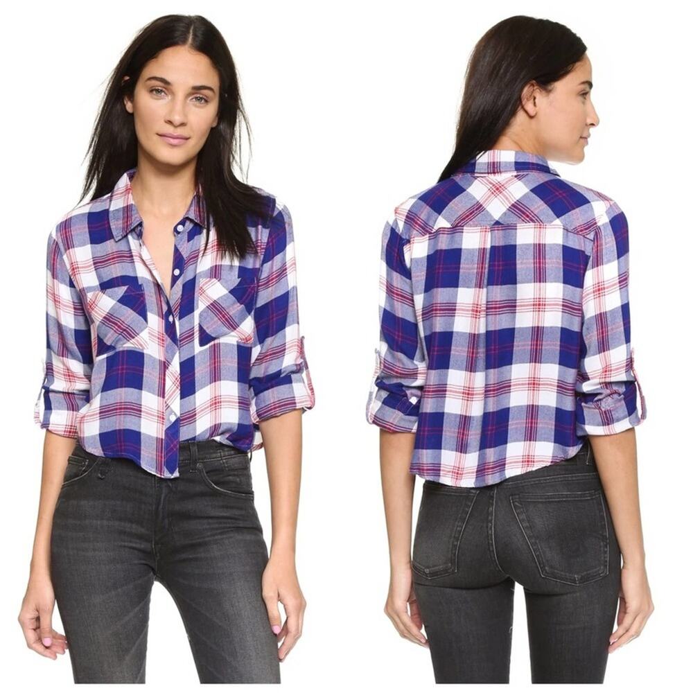 Rails NEW Flannel Plaid Rian Crop Western Button Down Shirt XS